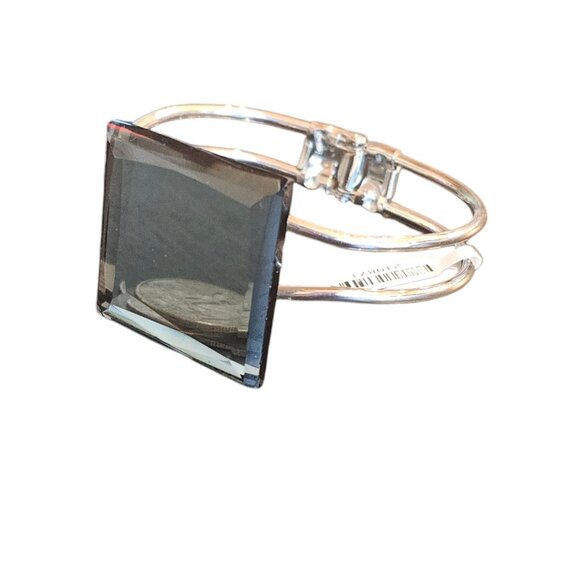 Arabella Bridal Jewelry - Silver/Grey Square Cuff Bracelet